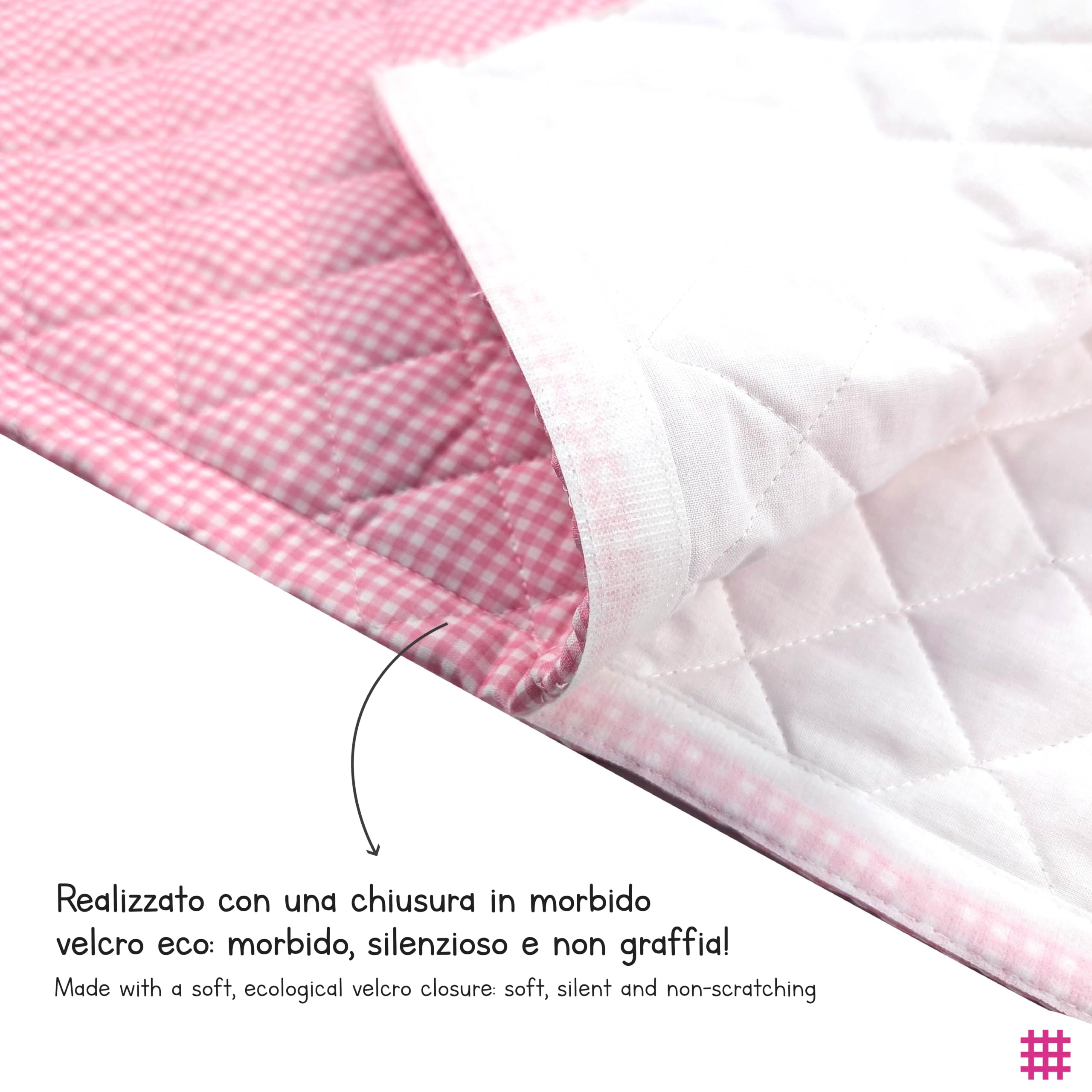 Panini Tessuti Saco de Dormir y Saco de guardería para bebés de 2 a 6 años - Tejido Acolchado 100% algodón, para Dormir en la guardería y en casa - Made in Italy (Saco de Dormir Cuadrados Rosas