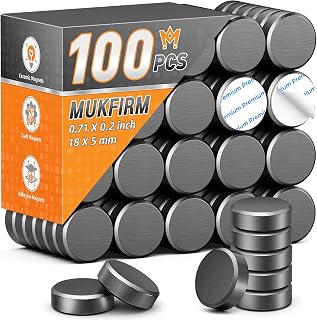 100 Pack Strong Craft Magnets for Fridge, Ceramic Magnet for Crafts Strong, Adhesive Round Magnets for Crafts, Magnet with Adhesive Back for Picture Frames, 18X5mm