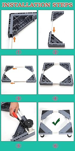 Miniatura 6 de Mini soporte para nevera, pedestales de acero inoxidable para lavadora y secadora con 4 pies de alta resistencia, aumento de 7.4  8.6 pulgadas de