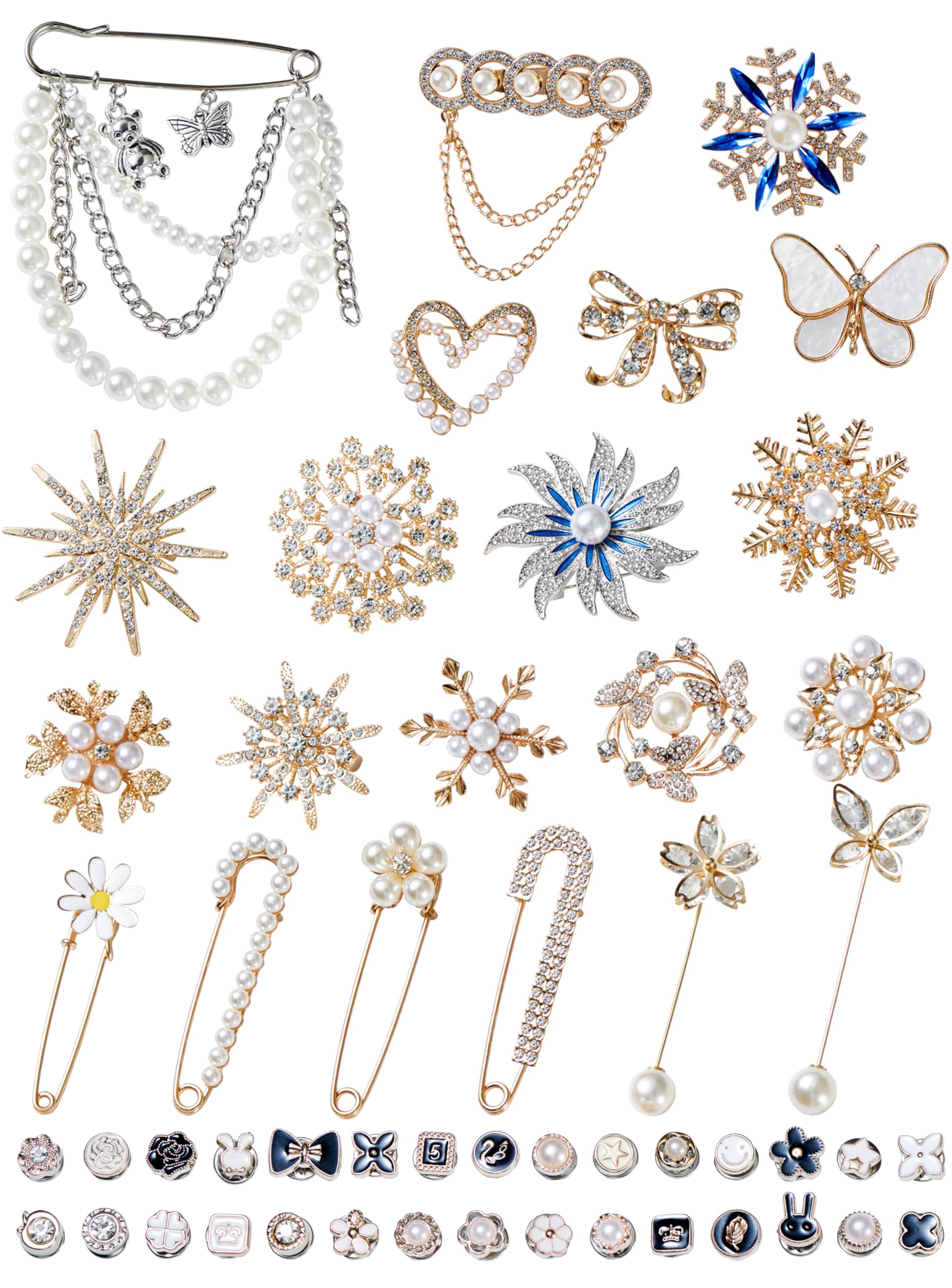 Lot De 10 épingles à Nourrice Décoratives Strass Argenté - Pour Vêtements, écharpes, Chapeaux - Verre Et Fer - 8
