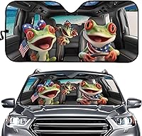 Vista 12 de SEANATIVE Parasol para ventana frontal con bandera estadounidense negra, para mujeres y hombres, bloqueo de calor, para la mayoría de automóviles