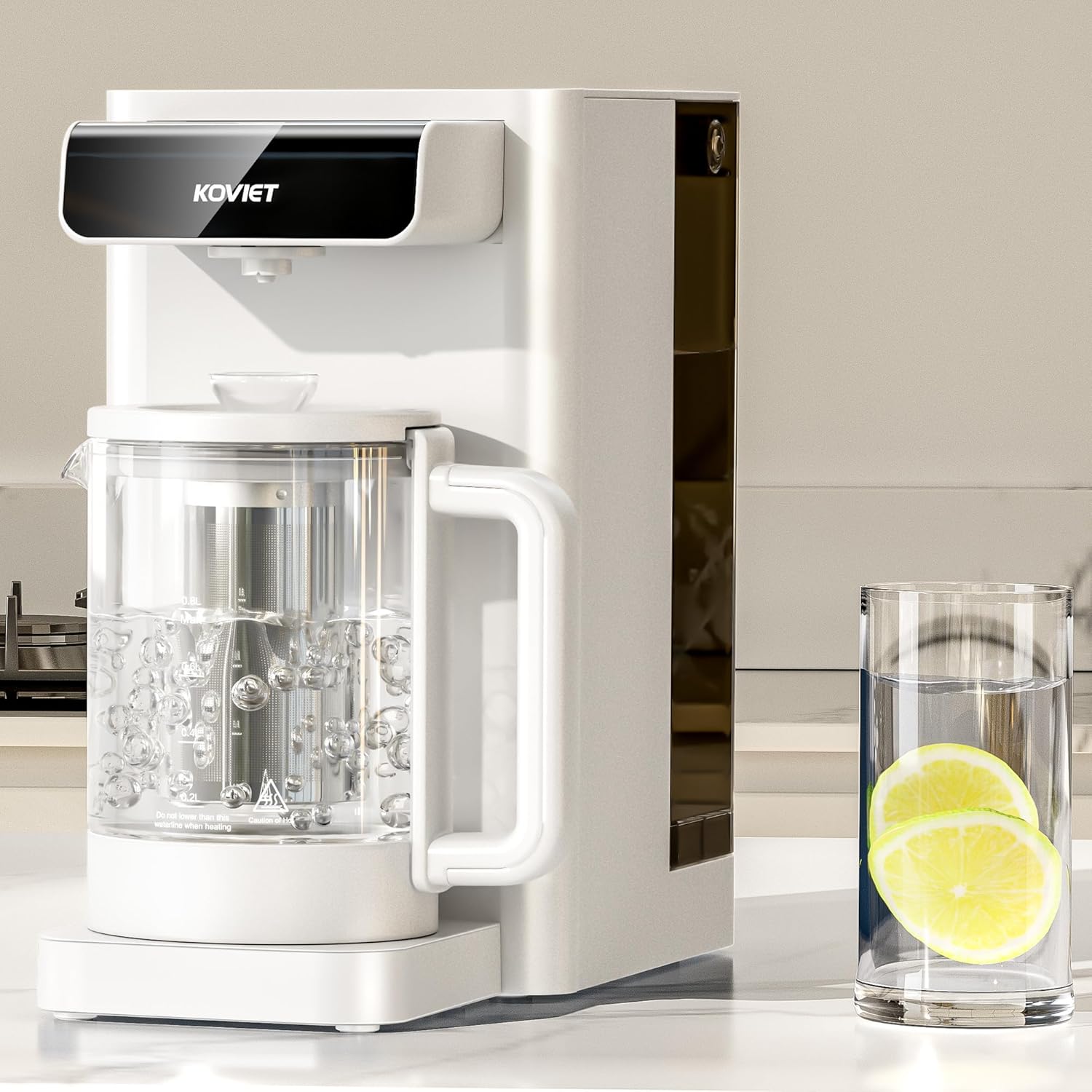 CF02 10 Stage Reverse Osmosis Water Filter Countertop, 6-in-1 Hot Water RO Water Filtration System with Bottle, 3:1 Pure to Drain Ratio, Portable Water Filter, No Installation, White