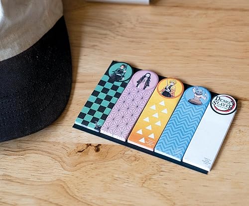 Miniatura 3 de Demon Slayer - Juego de 5 pestañas adhesivas de retratos de personajes, marcadores de páginas de libros, papel de papelería de notas de trabajo,