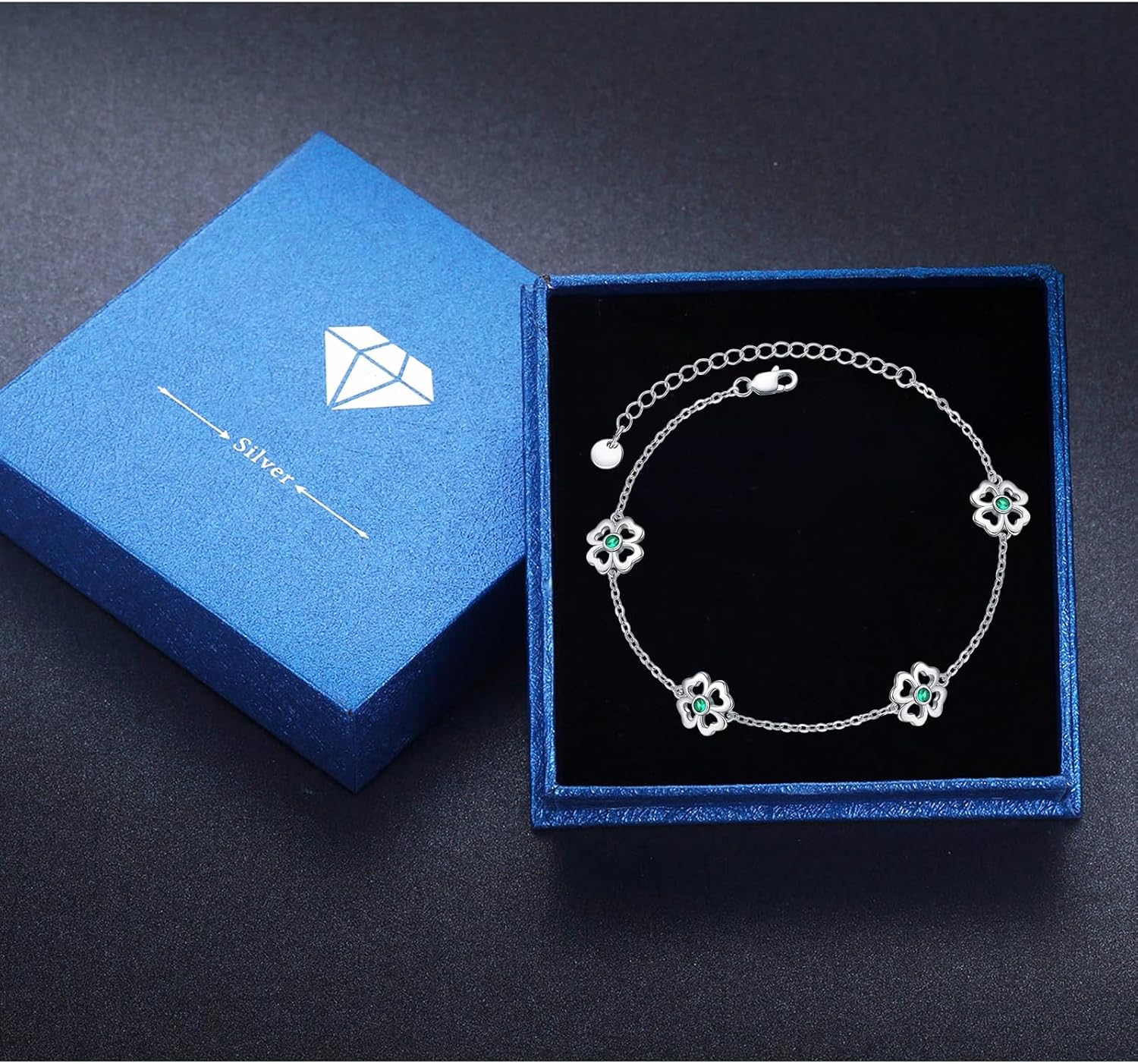 CUOKA MIRACLE Four Leaf Clover Bracelet 4 Leaf Clover Bracelet Sterling Silver Four Clover Bracelets Clover Jewelry For Women Mother's Day Jewelry Gifts - Image 7