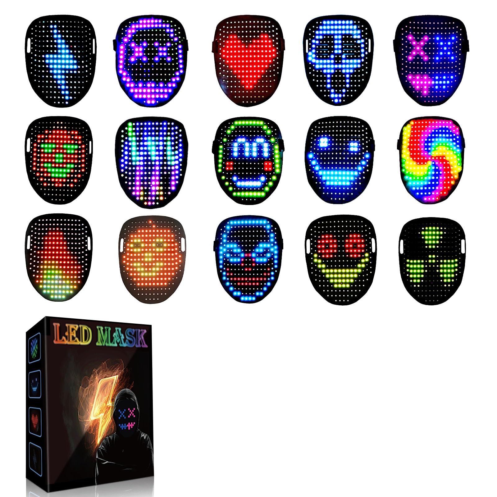 Led-Maske Handschuhe weihnachtsgeschenke Für Kinder Jungen Herren 2026, Gestenerkennung Wiederaufladbar Leuchtende Gesicht Halloween-Kostüm Cosplay Mask, Coole Spielzeug Für Erwachsene Damen