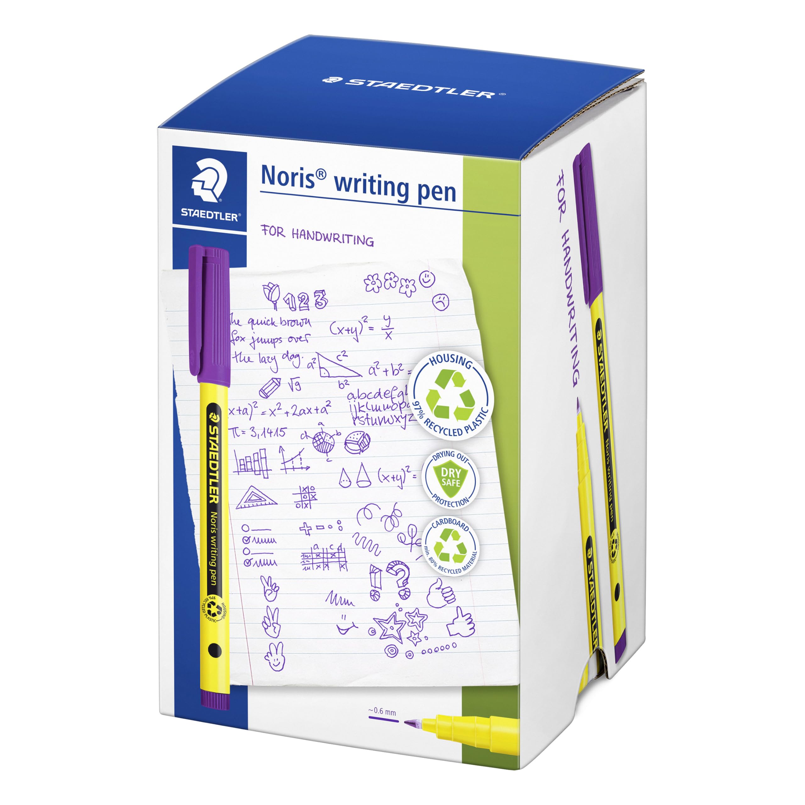 STAEDTLER Noris - Handwriting Pen - Purple - Pack of 50, 307-6 CT50, Violet - Image 2