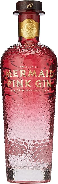 Mermaid Pink Gin, 70cl  Isle Of Wight Distillery, Genuine Hand-Crafted Small Batch, Premium London Dry Gin Made with Ethically Sourced Botanicals, No Added Sugar, Single Bottle