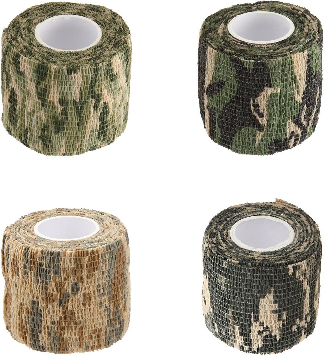 EKIND Multi-functional Self-Adhesive Camouflage Tape Wrap, Waterproof and Non-Slip for Hunting Guns, Knife Handles, Camping Gear and More - 14.7ft Total Length (4 Type Camo, Pack of 4)