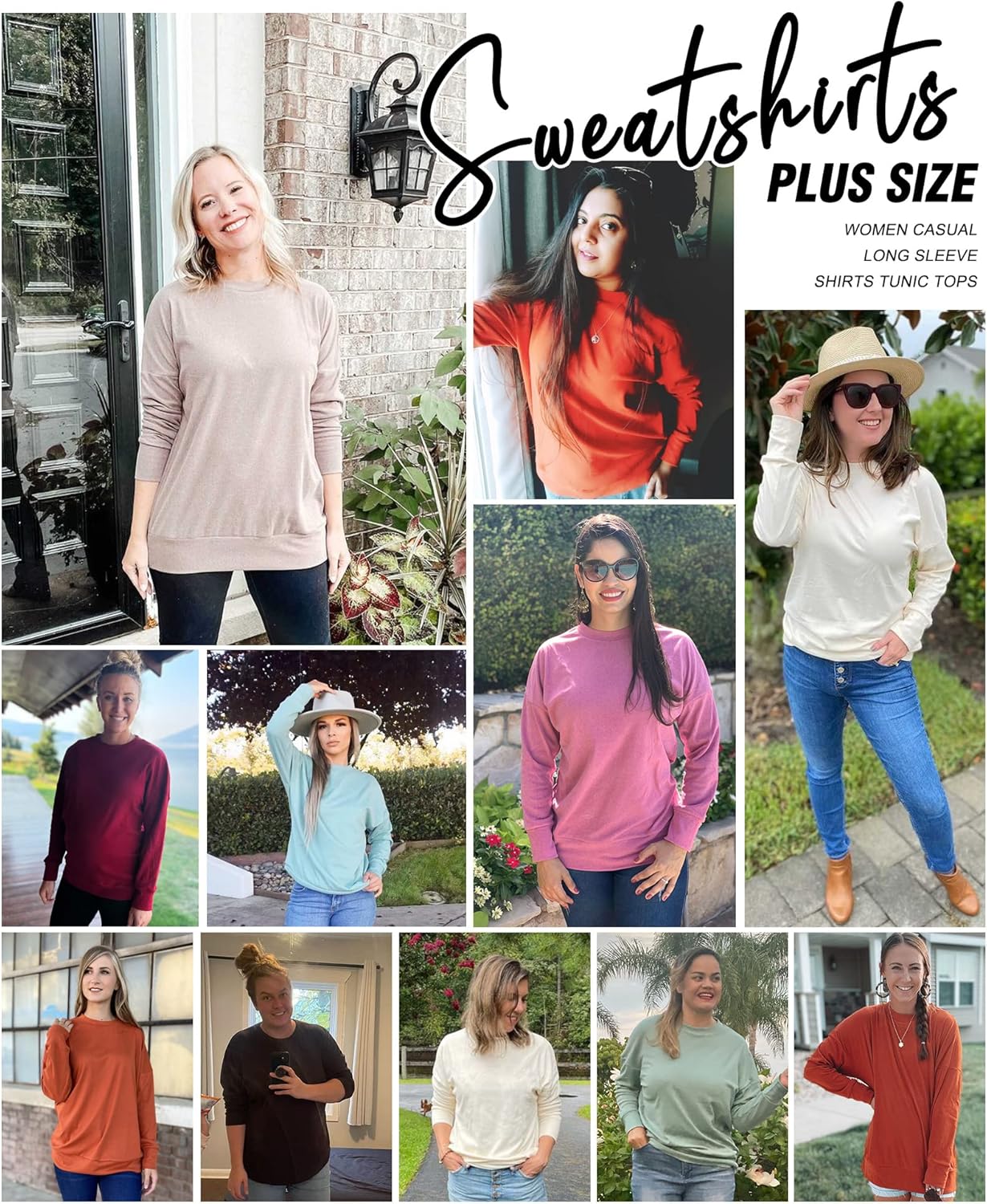 PLMOKEN Plus Size Sweatshirts for Women Casual Long Sleeve Round Neck Shirts tunic tops for Leggings M-4XL - Image 5