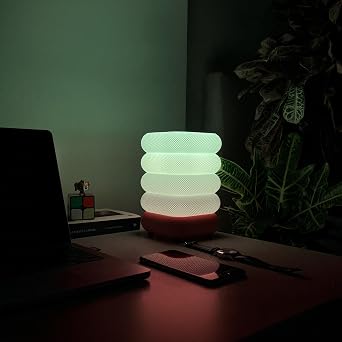 HaymaLab Zen Dalga RGB Masa Lambası – WiFi Akıllı Gece Lambası, Sesli Komut, 16 Milyon Renk E27 LED, Akıllı Ampul Dahil, Yatak Odası Salon Dekoratif Ambiyans Aydınlatma [Enerji Sınıfı A]