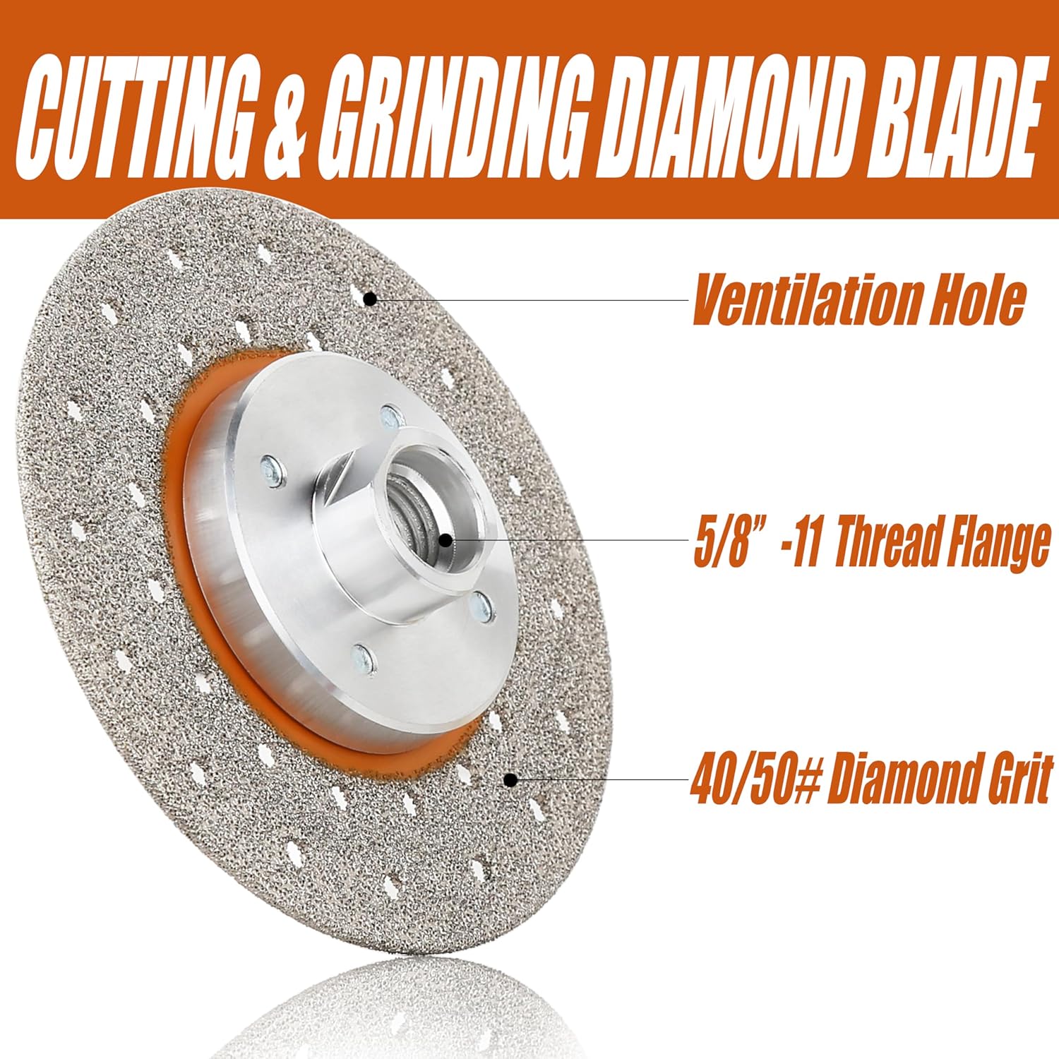 5'' Vacuum Brazed Diamond Saw Blade, Grinding Disc Cutting Wheel Double Side Use 5/8-11" Thread for Angle Grinder, for Tile Quartz Artificial Stone Granite Marble (125mm)