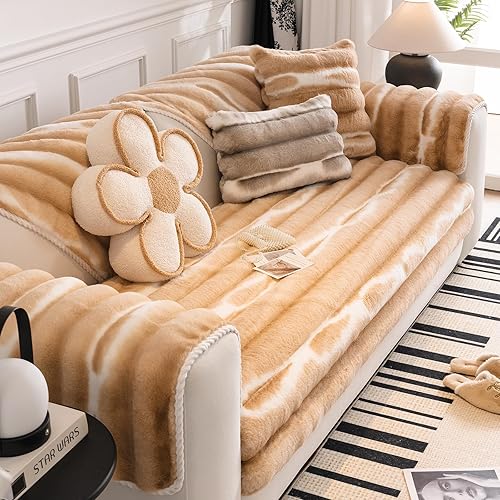 Miniatura 12 de Funda de Sofá de Piel Sintética de Color Degradado Gris Ombre Gruesa Suave Seccional Fundas de Sofá Mullidas Felpa Difusa Antideslizante Funda de