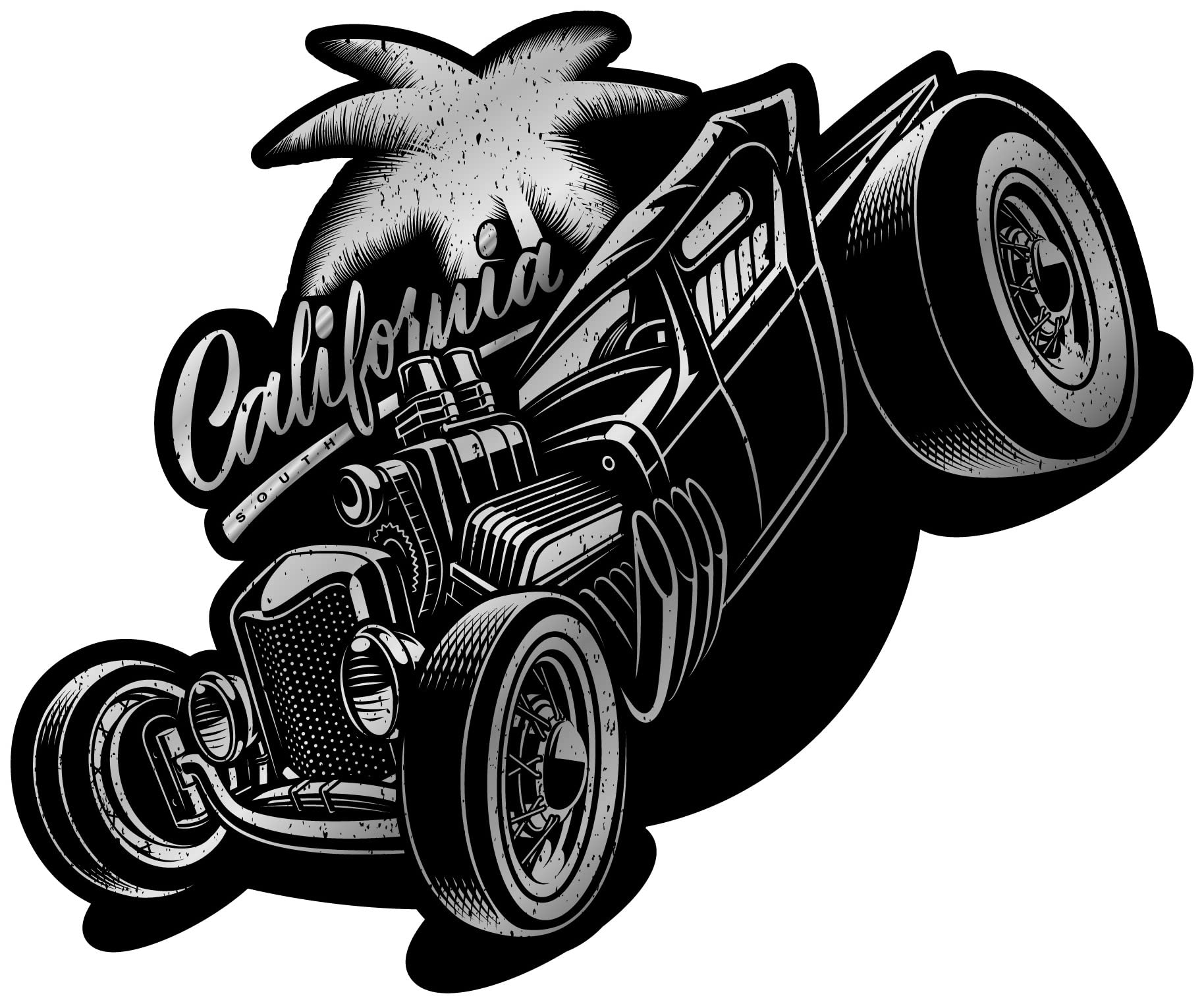 Samunshi California Hot Rod Aufkleber Autoaufkleber für Motorrad Fahrrad Roller oder Auto Sticker Chopper Hot Rod Bopper Enduro Motocross Rockabilly Vintage R (30x25cm California Hot Rod)