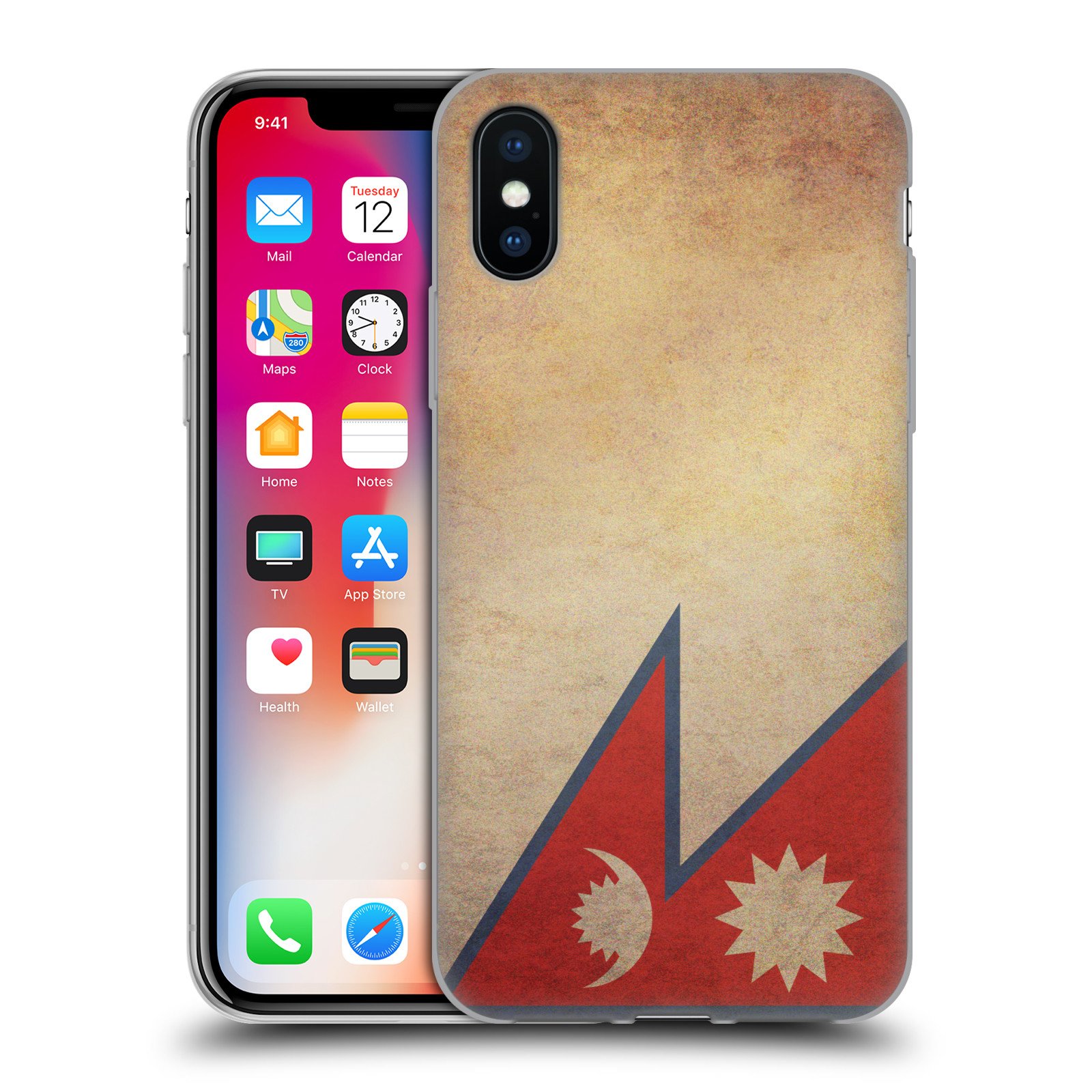 Head Case Designs Nepal Nepali Vintage Flags Set 4 Soft Gel Case Compatible with Apple iPhone X/iPhone Xs