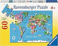 Vista 3 de Rompecabezas de Ravensburger. Conjunto de 60 piezas del mapa del mundo