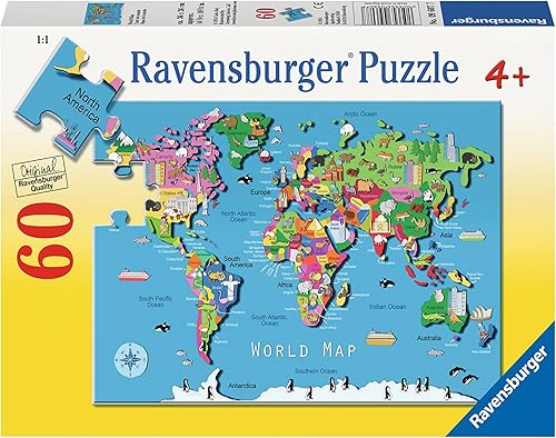 Miniatura 3 de Rompecabezas de Ravensburger Conjunto de 60 piezas del mapa del mundo