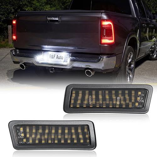 R&F Auto Luz LED de matrícula blanca de repuesto para Ram 1500 2019-2024 (no modelos clásicos), juego de lámpara de parachoques trasero de camioneta