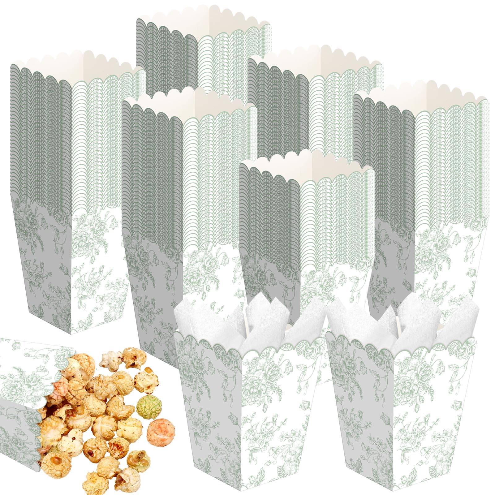 Boîtes à popcorn en vrac fleurs sauvages pour fête prénuptiale