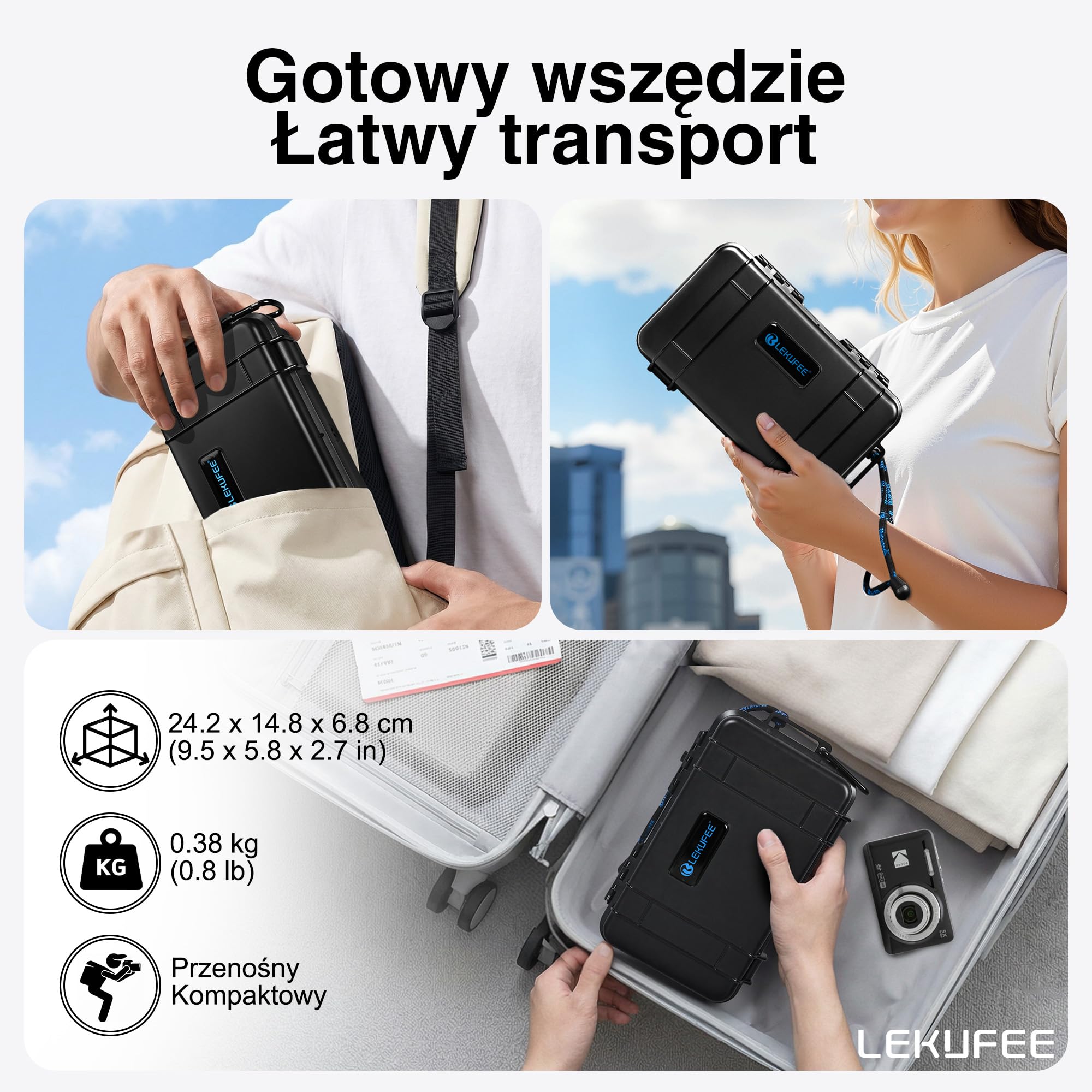 Lekufee Podróżne wodoodporne twarde etui do Kodak PIXPRO FZ55 lub FZ45, baterii i akcesoriów (tylko torba)