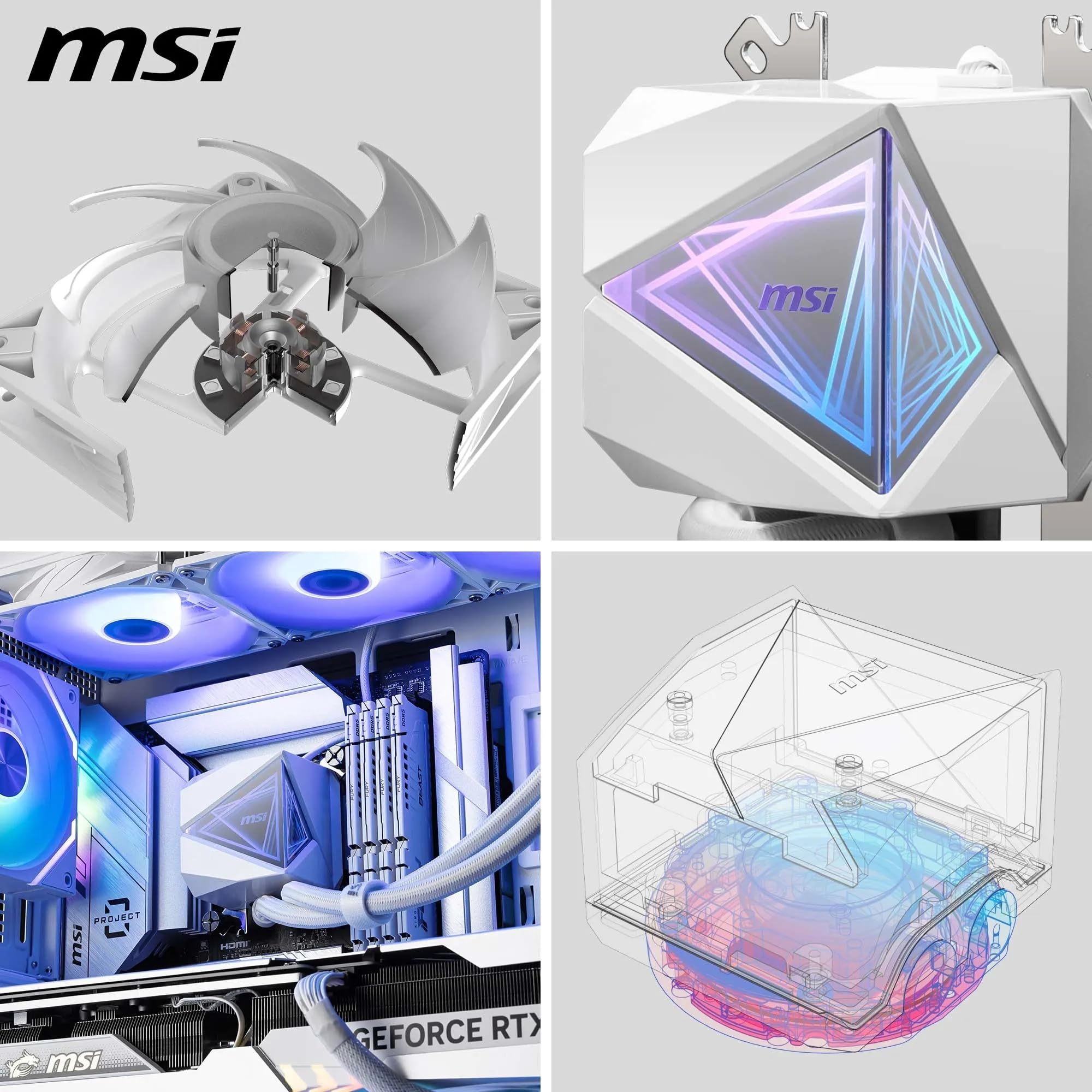 MSI MAG CORELIQUID I360 WHITE AIO Dissipatore a Liquido CPU – Blockhead ARGB e Ventole LDB, Blocco Acqua a Doppia Camera, Radiatore a Flusso Diviso - Compatibile con Intel e AMD