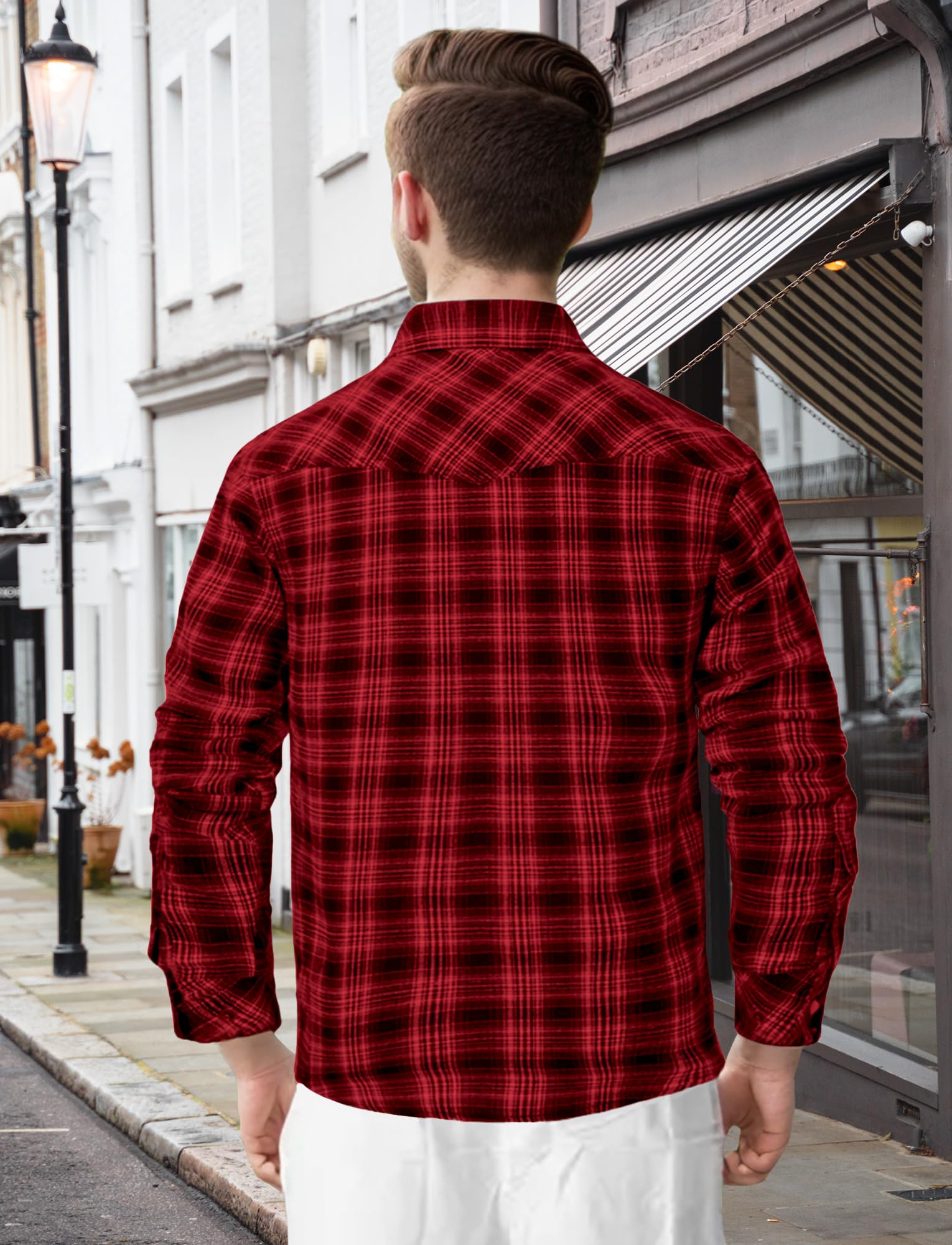 AIEOE Camicia a quadri da uomo a maniche lunghe in flanella casual camicia a quadri camicia da boscaiolo camicie button up flanella a quadri camicia top con tasca