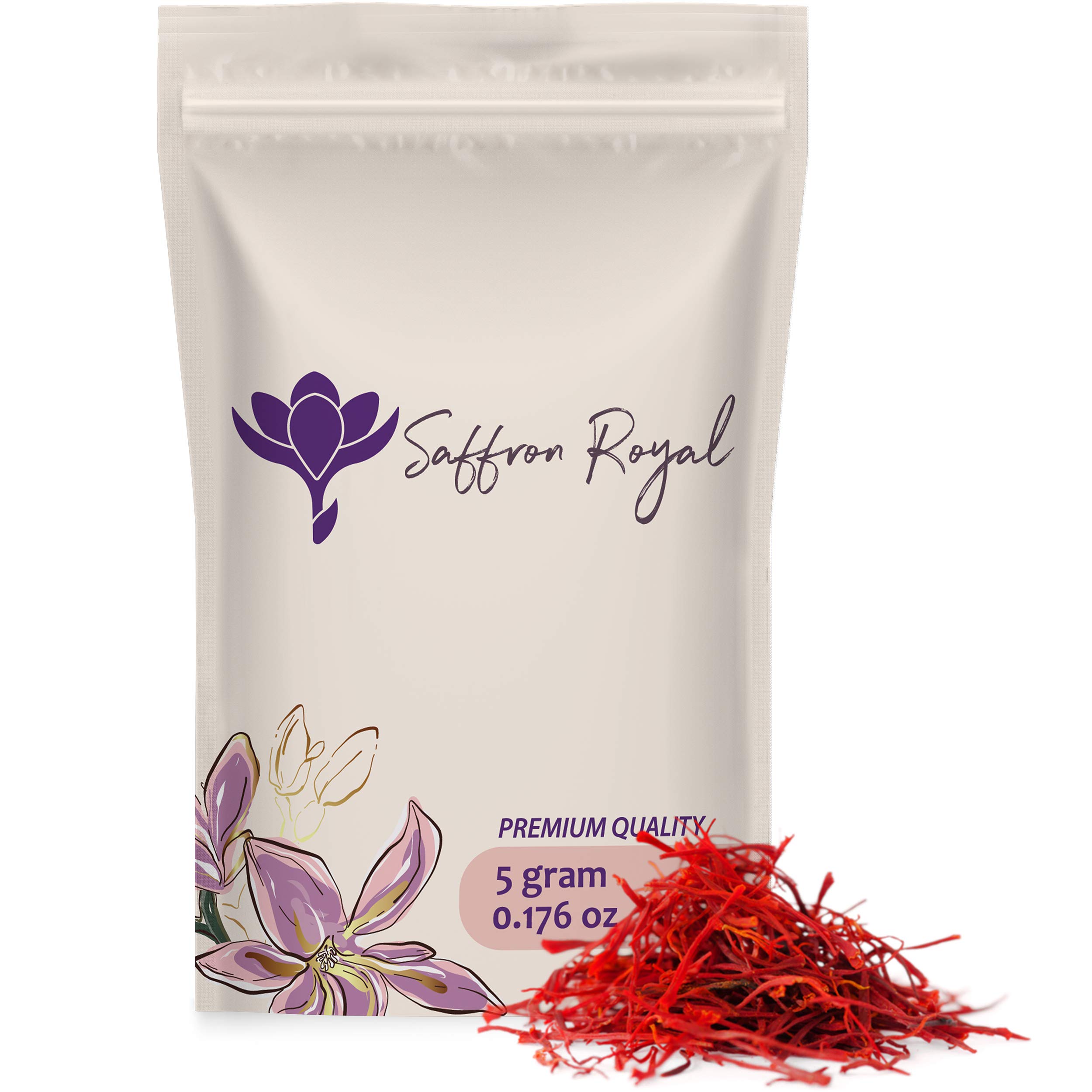 Premium Natural Saffron Threads, Pure Red Saffron Spice Threads | for Culinary Use Such as Tea, Paella Rice (5 Grams)