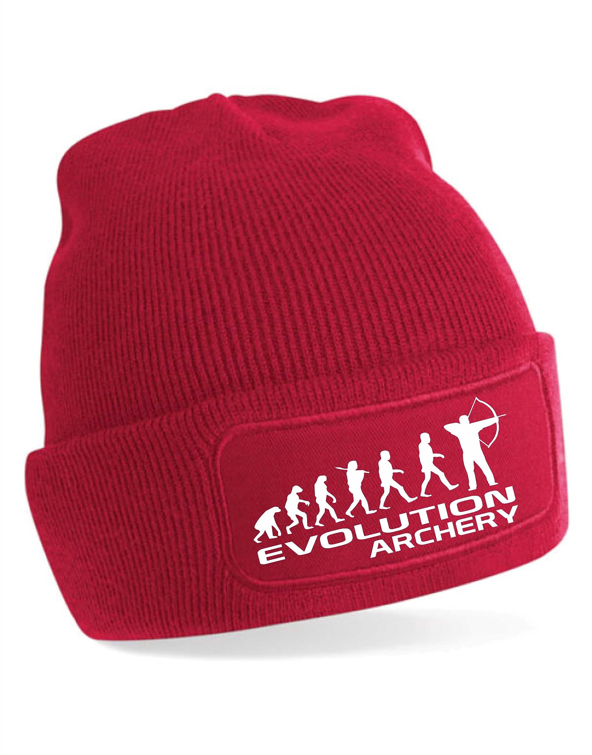 Print4U Evolution of Archery Beanie Hat Sport Hobbie Gift for Men & Ladies Red