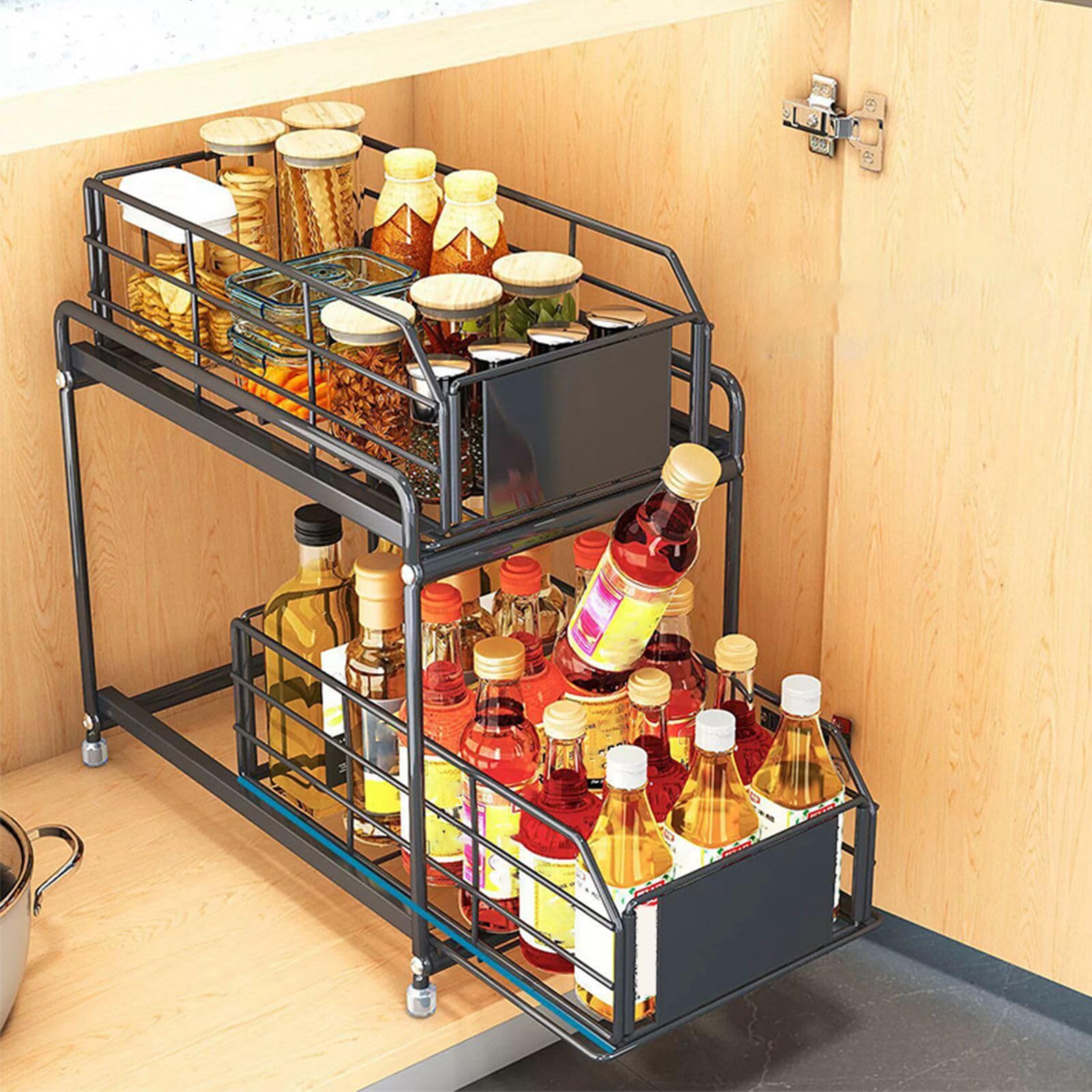 Großes Fassungsvermögen, einfacher Zugang zu Gewürzen und häufig verwendeten Töpfen, Küchenregal für Gewürze, Obst und wichtige Dinge, maximiert Platz und Entwirrung
