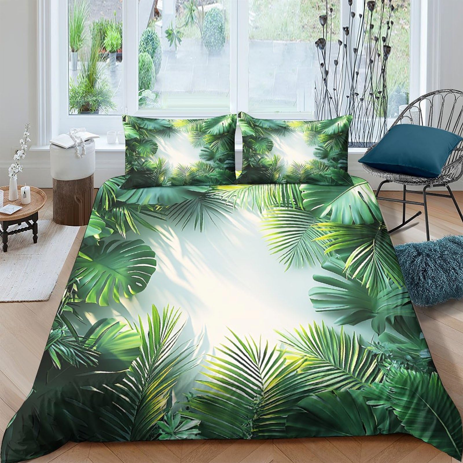 Ctjqhvkz Style-6 3D Printed Tropical Jungle Leaves Fitted Sheet Microfiber Non-Slip Bed Cover For Bedroom Dorm Mattress Decor Single（135X200cm）