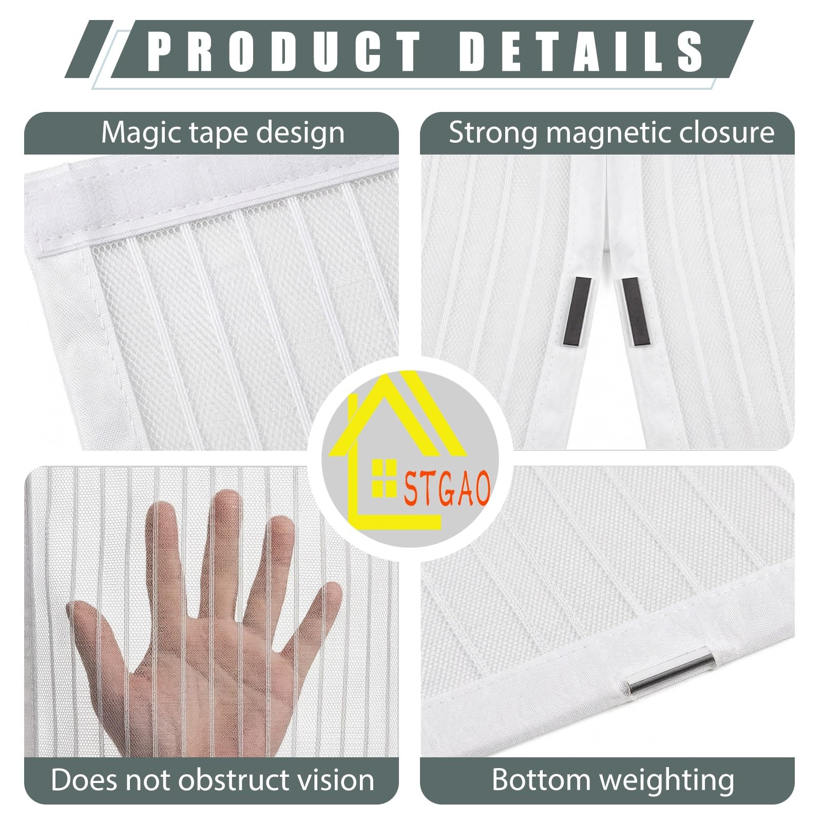 Mosquitera Magnetica 200 x 217 cm Proteger a su Familia Cortina Mosquitera Puerta Exterior Fácil Instalación sin Taladrar para Puertas Metálicas, Puertas de Rv, Blanco