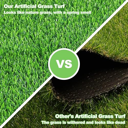 Miniatura 6 de Findosom Hierba artificial, 5 x 8 pies, alfombra realista para interiores y exteriores, jardín, césped, paisaje, patio, césped sintético para