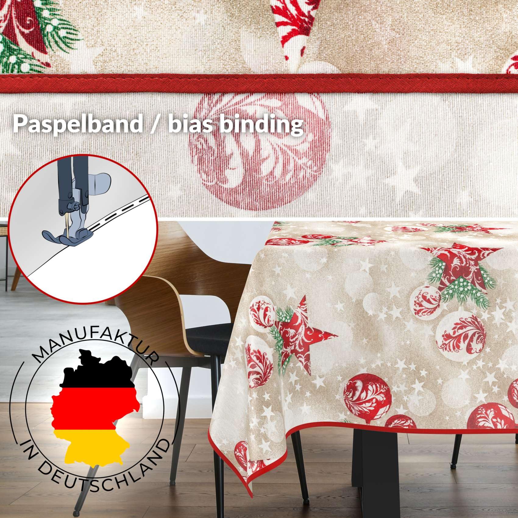 Mantel de tela textil lavable, mantel de algodón y poliéster, 260 x 140 cm, para interior y exterior