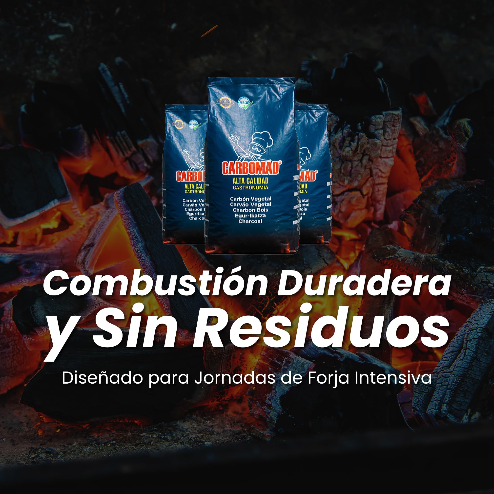 Carbón Vegetal Marabú Profesional 15kg Hostelería Barbacoa Alta Temperatura Combustión Lenta Sin Humo Ni Chispas Gran Duración Ideal Parrillas Restaurantes Cocina Industrial