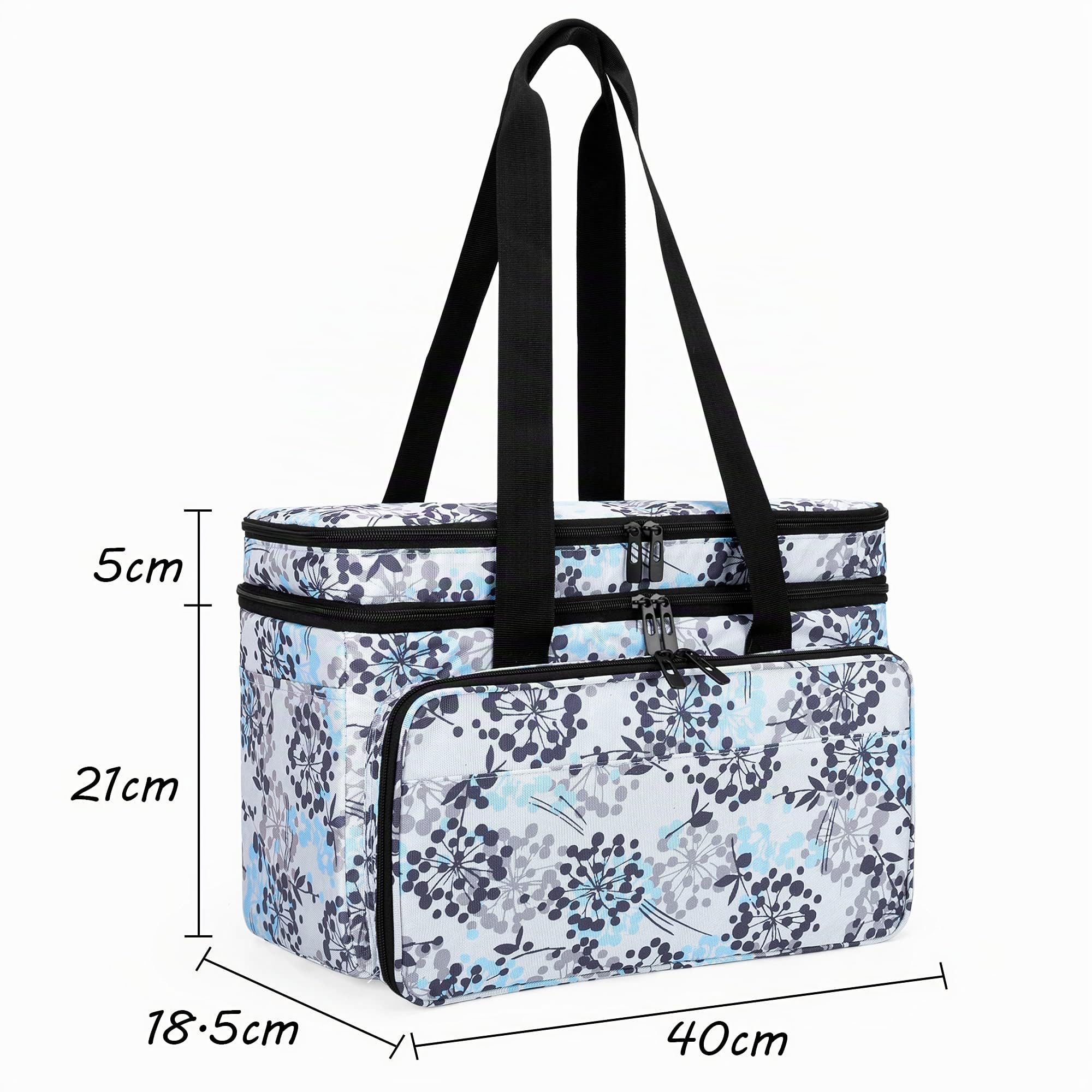 CURMIO Borsa per Lavori a Maglia Doppio Strato, Dente di Leone | Organiser per Filati/ Uncinetto/ Ferri Maglia (Fino a 14 Pollici), Elastici Multipli & Scomparti, 4 Occhielli, Solo Borsa