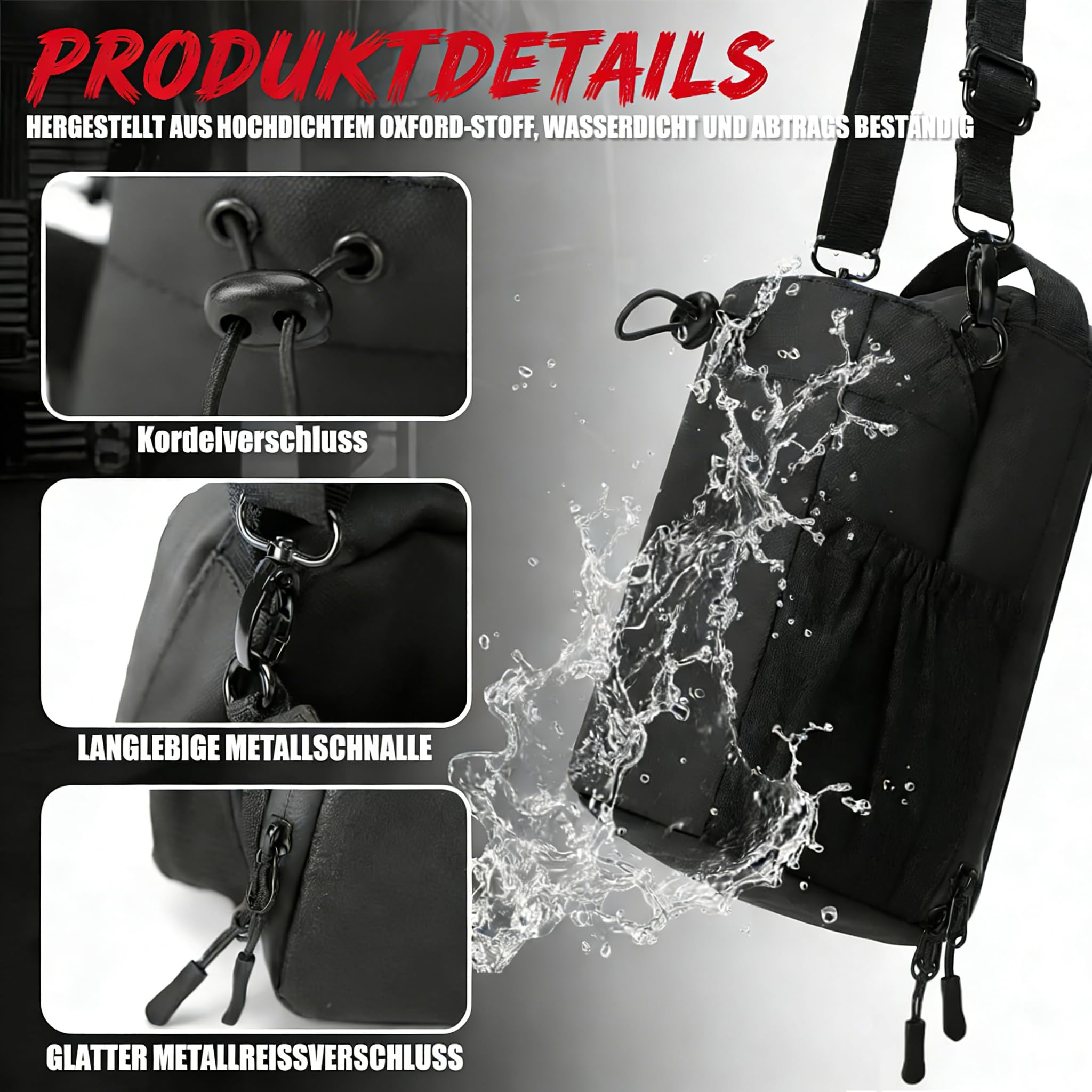 Sadodo Magnetyczna torba sportowa do studia fitness – mała torba gimnastyczna przylega do sprzętu treningowego – 25 x 15 x 11 cm torba dla mężczyzn i kobiet, w zestawie chłodzący ręcznik, kieszeń na