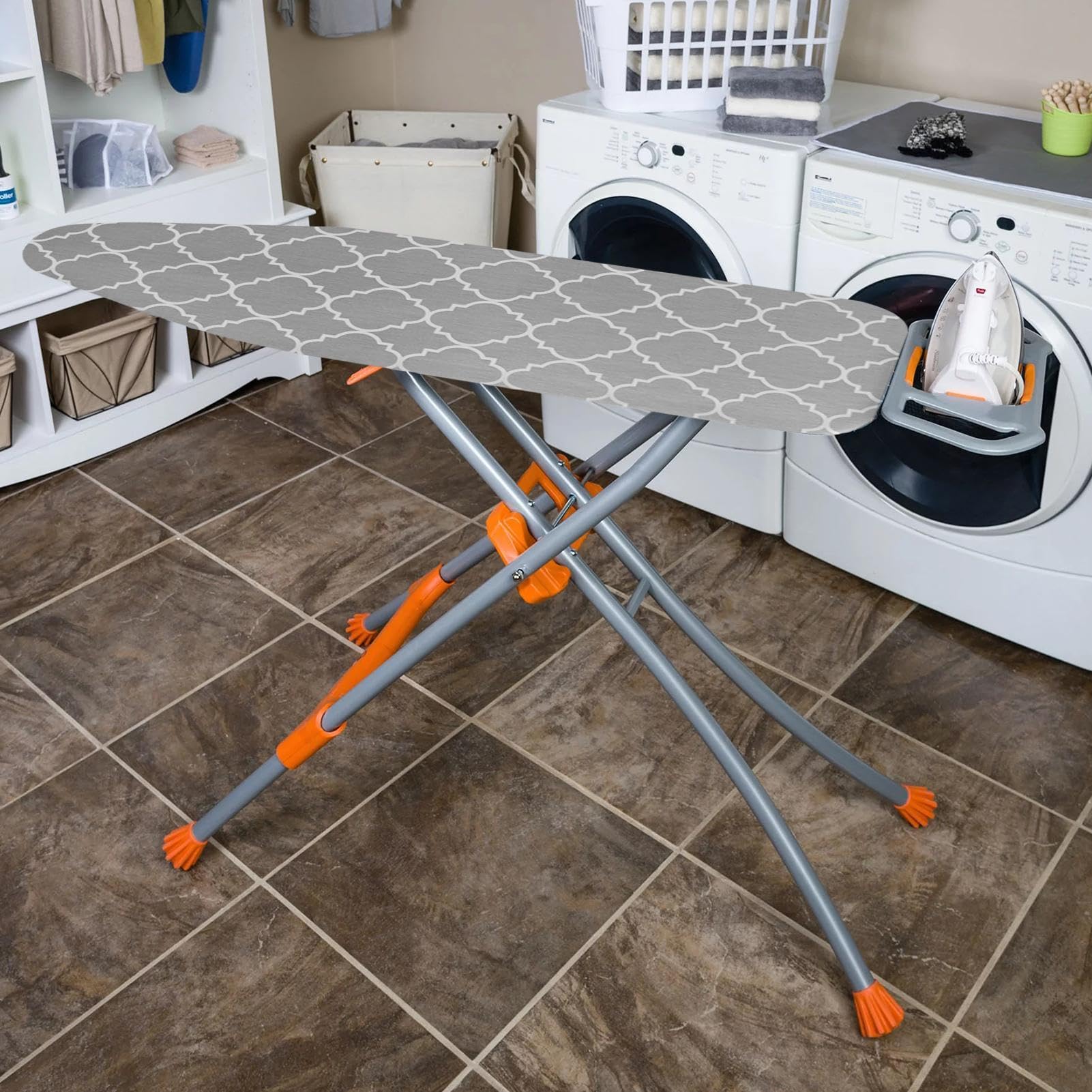 Tabla de planchar acolchada – Tabla de planchar reflectante de calor, almohadilla de tabla de planchar de algodón grueso resistente a las quemaduras | Alfombrilla antideslizante con borde elástico,