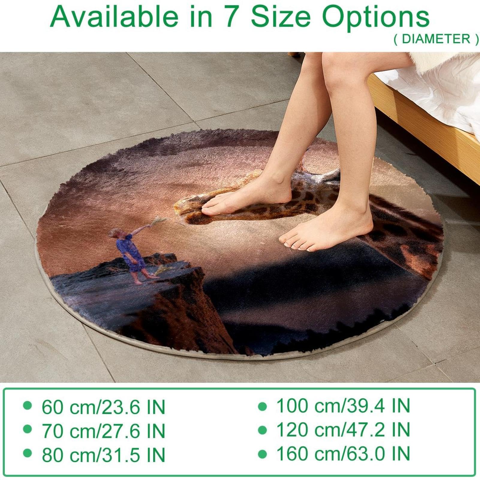 Alfombra suave y esponjosa de 80 cm, alfombra antideslizante de jirafa natural, alfombra lavable para dormitorio, sala de juegos, habitación de los niños, decoración