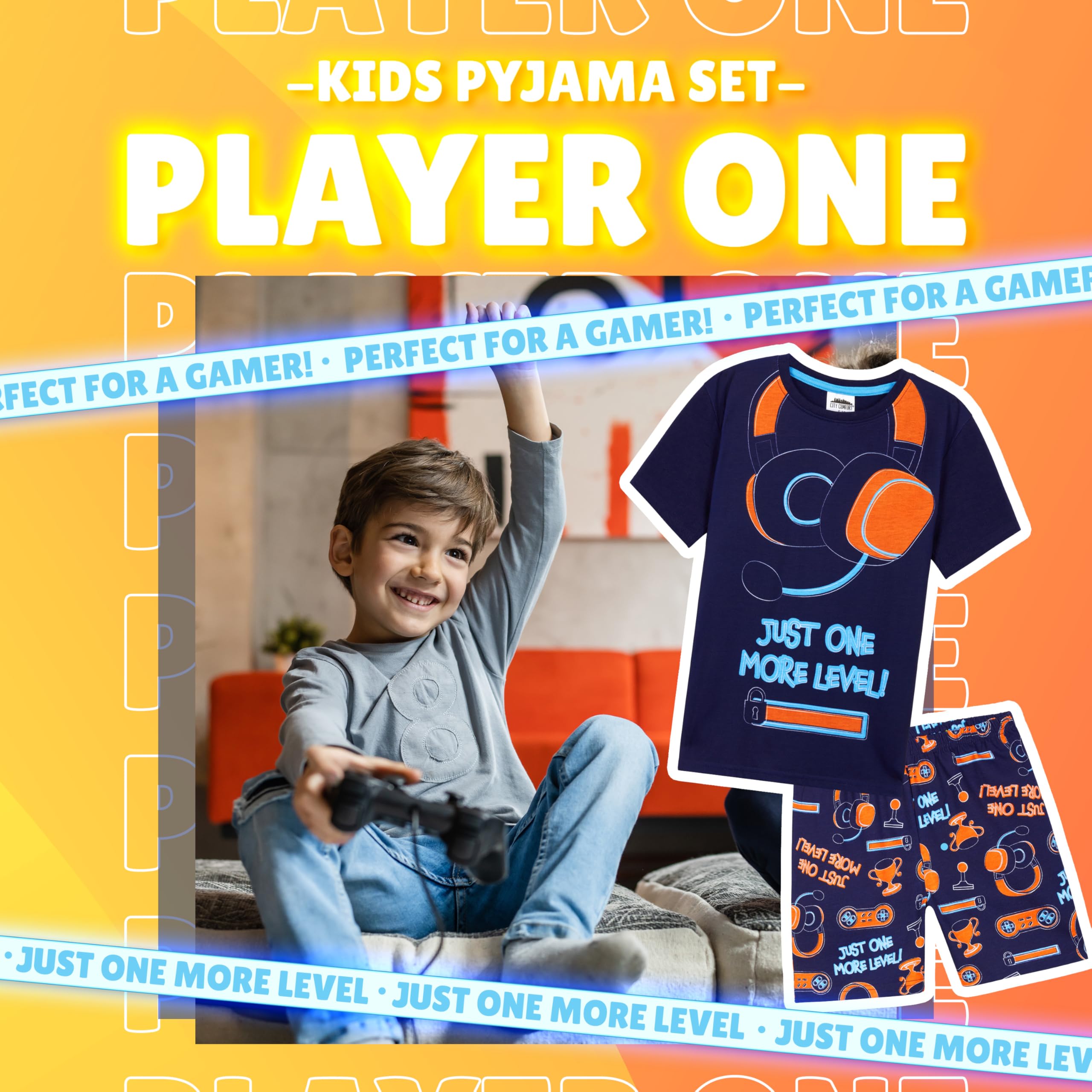 CityComfort Pijama Niño Adolescente Conjunto Verano Camiseta y Pantalón Corto Suave