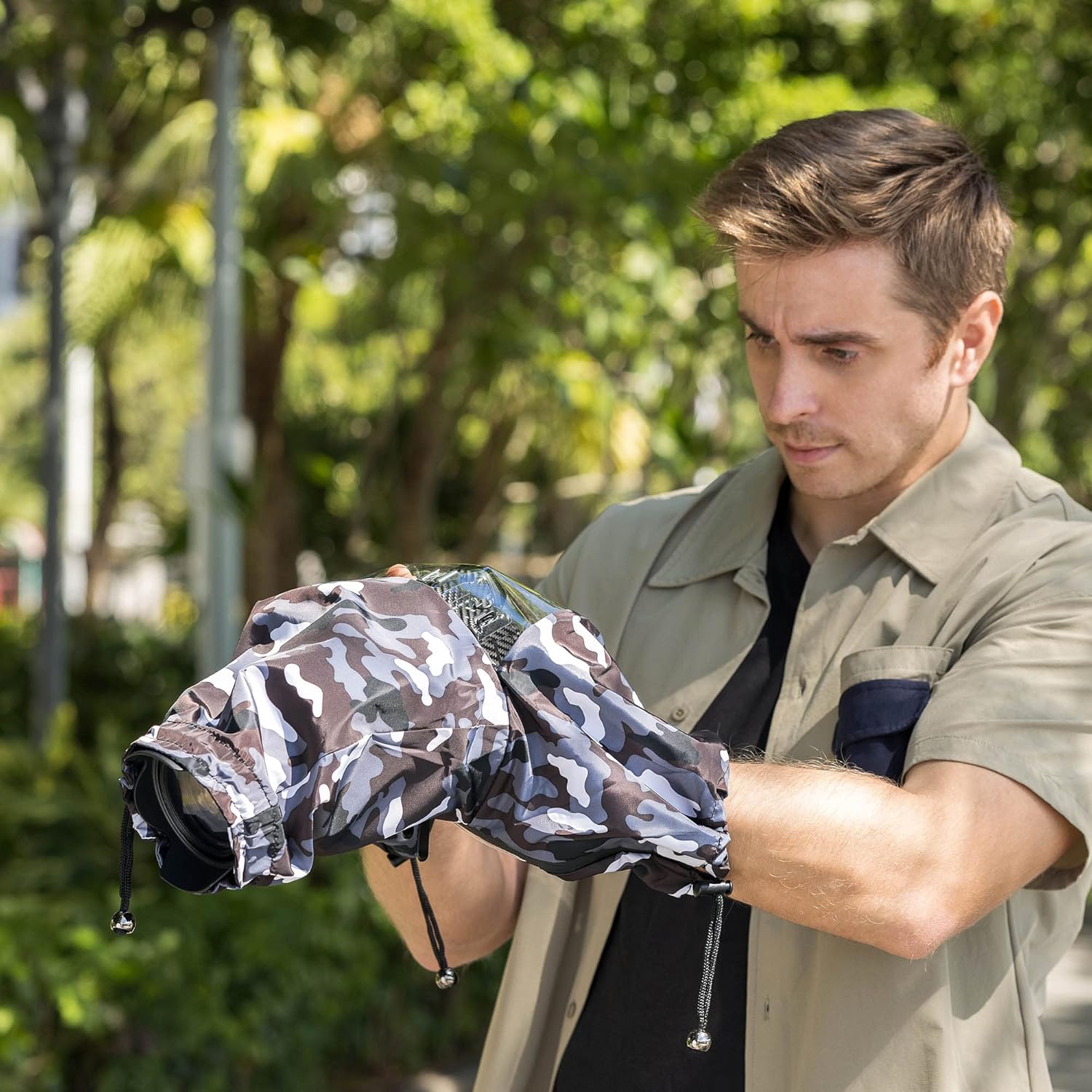 JJC Camera Rain Cover for Nikon Z7 Z6 D780 D850 D810 D800 D7500 D7200 D5600 D5500 Canon EOS 7D Mark II, 5DS R 850D 800D 760D 750D 90D 80D 77D 70D Sony A99II A77II Simliar Size Cameras Rain Sleeve 6 815ploR9f9L. AC SL1500