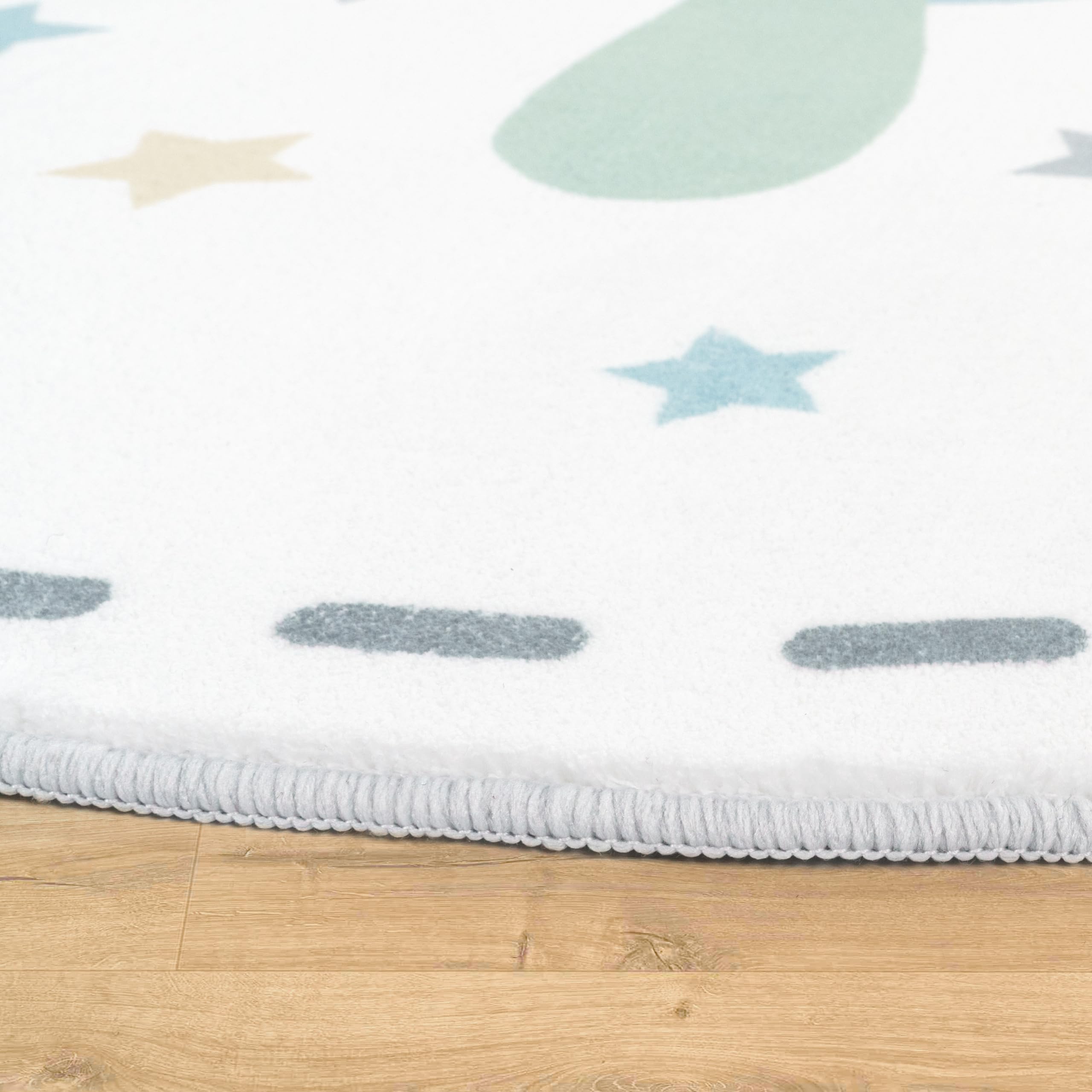 Paco Home Alfombra De Habitacion Bebe Infantil Niña Niño De Juego Se Puede Lavar En La Lavadora Redonda Moderna Color Pastel, tamaño:Ø 120 cm Redon, Color:Beige