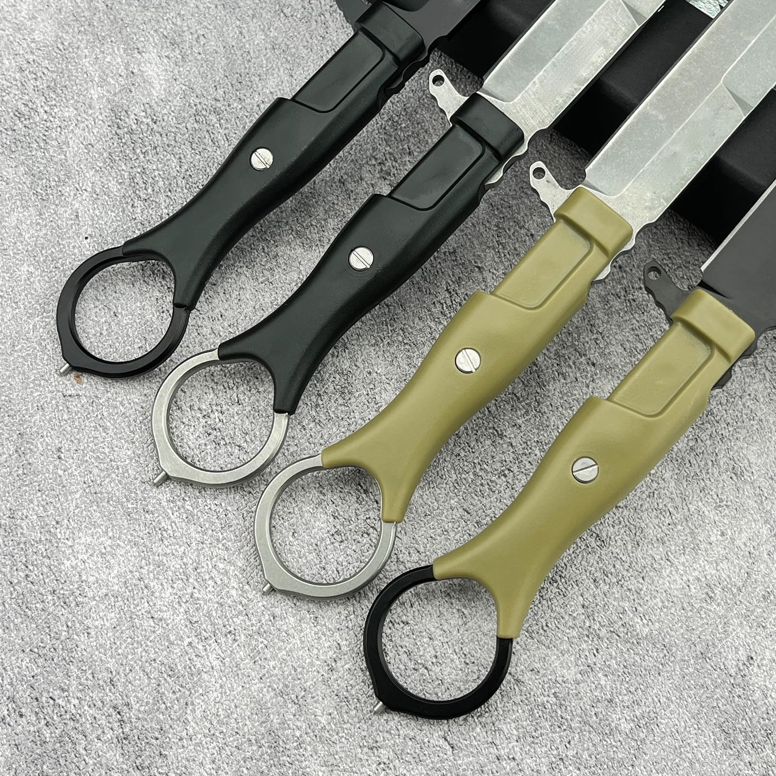 Outdoor Messer Survival mit Scheide, Nylonfaser Griff und 8Cr13Mov Stahl Klinge, Feststehendes Messer mit Full-Tang Design,Geschenk für Männer(Schwarzes Griffstück, schwarze Klinge)