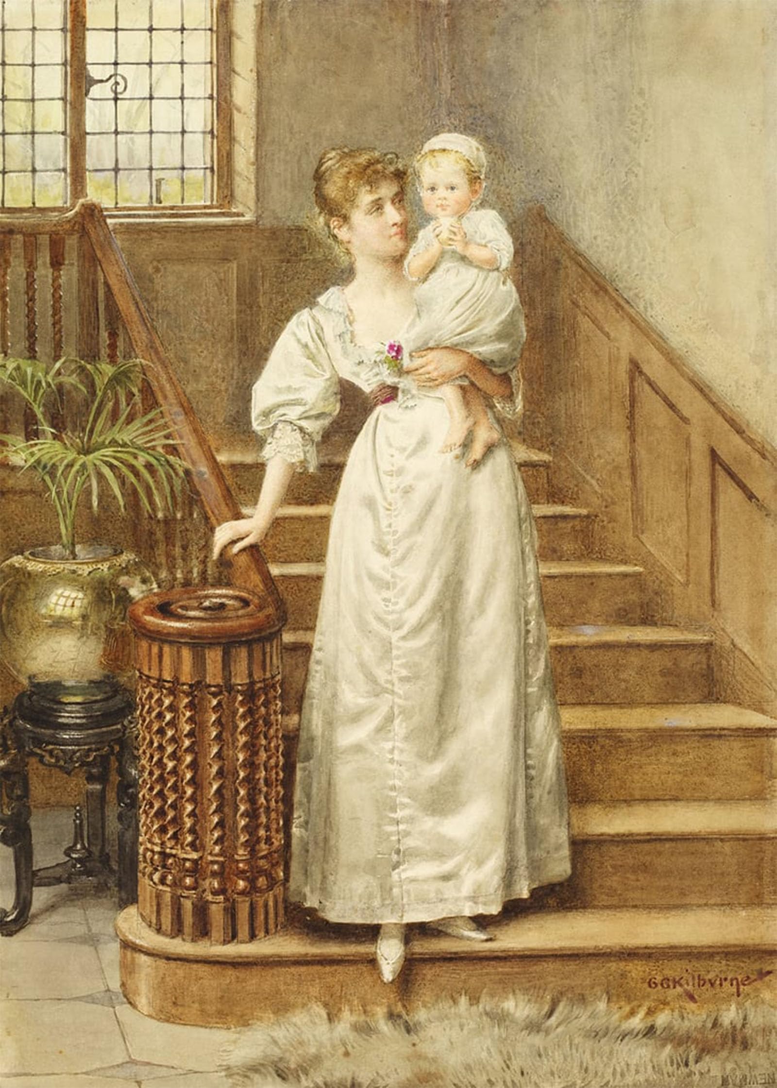 Artxlxxbn No Frame Famous Painting Art Wall Decor Abstract Art Picture Mother And Child By George Goodwin Kilburne Animal Pictures For Home Decor 60X90cm