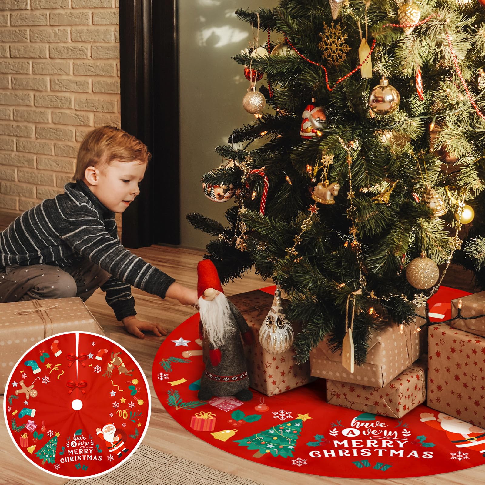 Falda Arbol Navidad Adornos Decoracion, Tapete Manta Faldon Alfombra Cubre Pie Arbol de Navidad Christmas Tree Skirt Saia Arvore de Natal