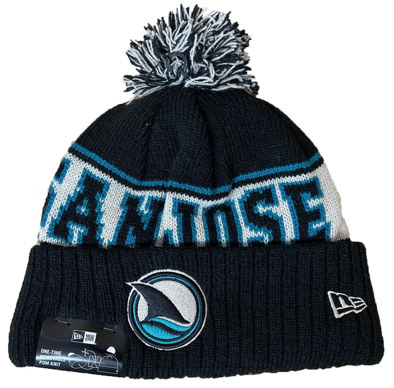 New Era NHL Unisex-Adult Primary Logo Retro Pom Cuffed Knit Fleece Lined Cold Weather Beanie Hat
