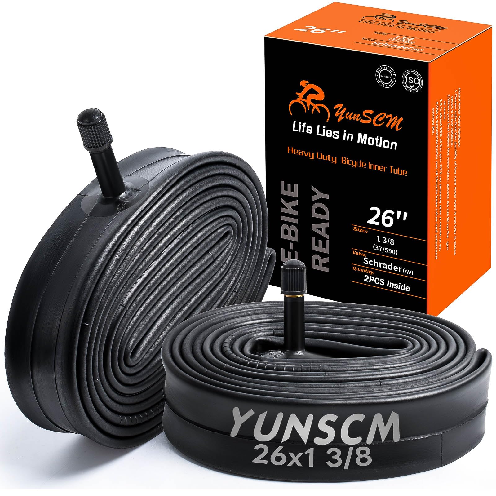 Amazon | YunSCM 2本,26 1 3/8 チューブ 肉厚,米式バルブ32mm,自転車