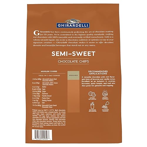 Miniatura 2 de Ghirardelli Chocolate Company Chips semidulces 1000 por libra, bolsa de 5 libras (paquete de 1)
