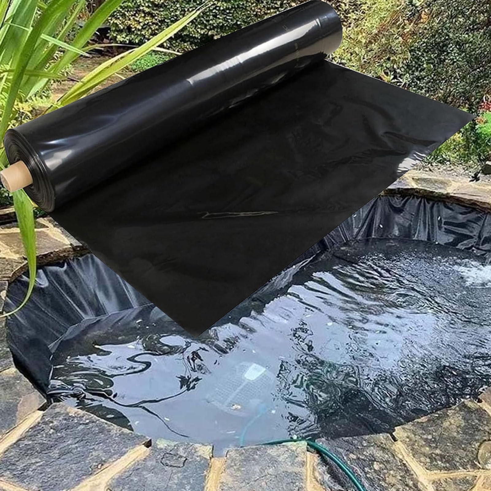 GJZQDKX Premium Black Pond Liners for Garden PondsDurable Tarpaulin Membrane (5x10m/16.4x32.8ft) for Fish Ponds Water Features Landscapes Fountains & Streams
