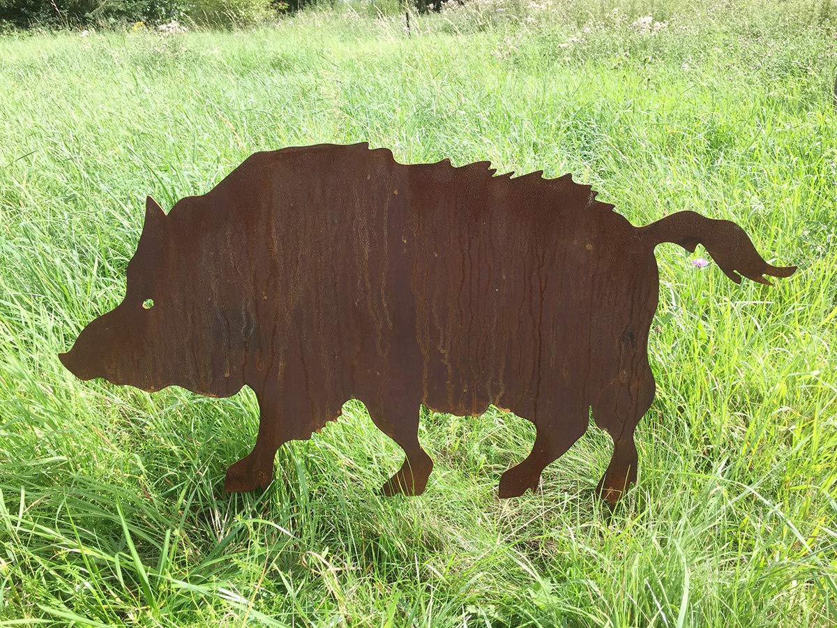 Wildschwein 100x50cm zum Stecken Edelrost Rost Metall Rostfigur Wald Jagd Tier Herbst + Original Pflegeanleitung von Steinfigurenwelt