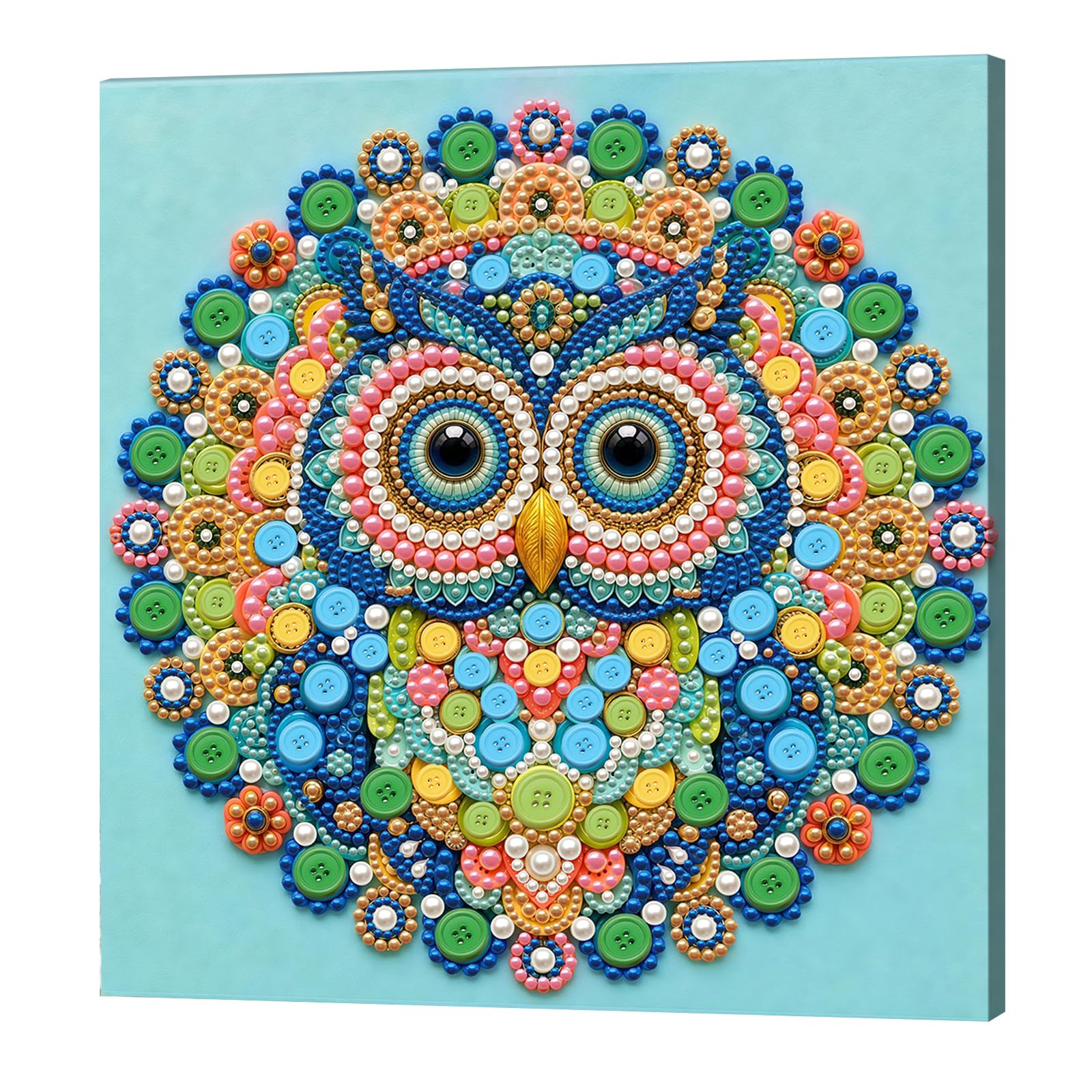 POETRYDRAW Owl Button Art DIY Kit 30x30cm Frame