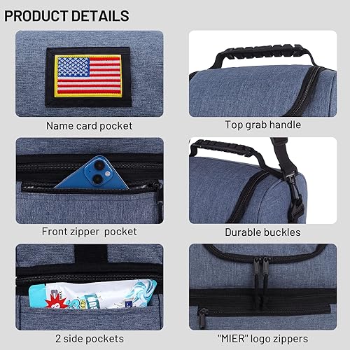 Miniatura 4 de MIER Lonchera para Adultos Bolsa de Almuerzo Aislada Bolsa Enfriadora Grande Tote para Hombres, Mujeres, Enfriador de Doble Nivel (Azul Acero,